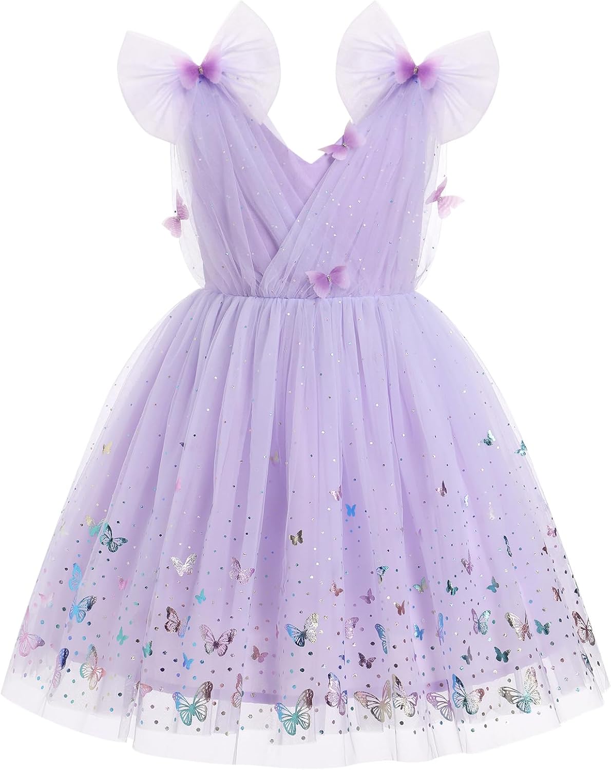 Toddler Girls Butterfly Dress with Sparkle Sequins Tulle Design