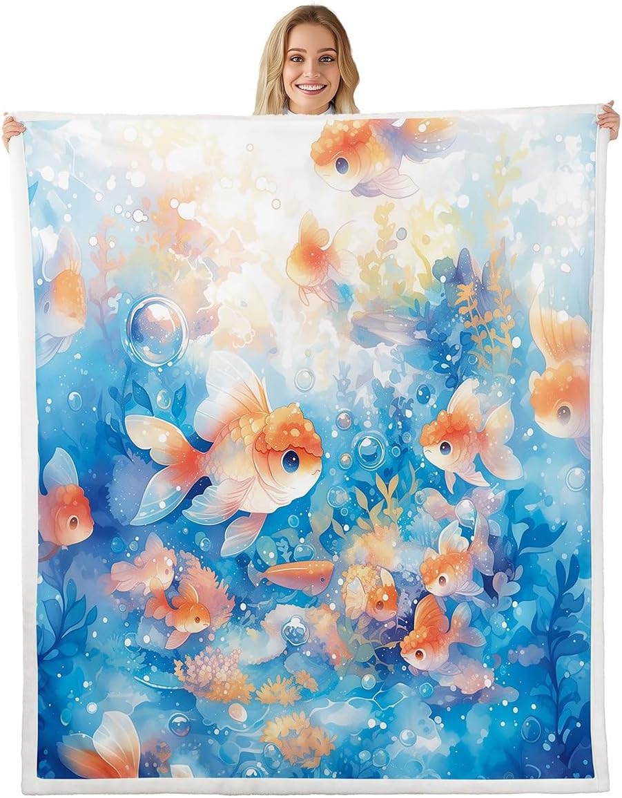 Cozy Goldfish Fleece Blanket 50x60 for Kids