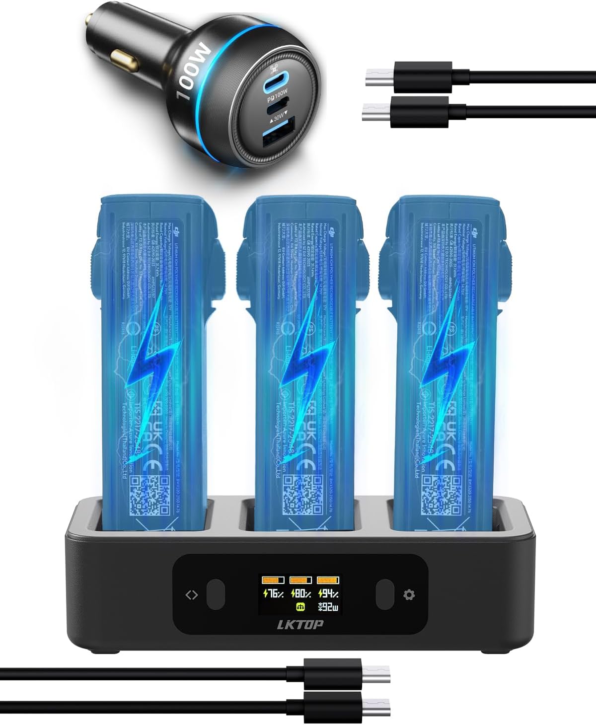 Fast Charge Avata 2 Drone Kit - 100W 3-Port Charger