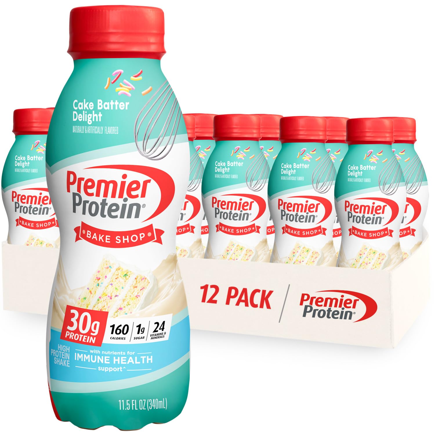 Premier Protein Shake: Cake Batter Flavor, 30g Protein, 1g Sugar, Immune Support