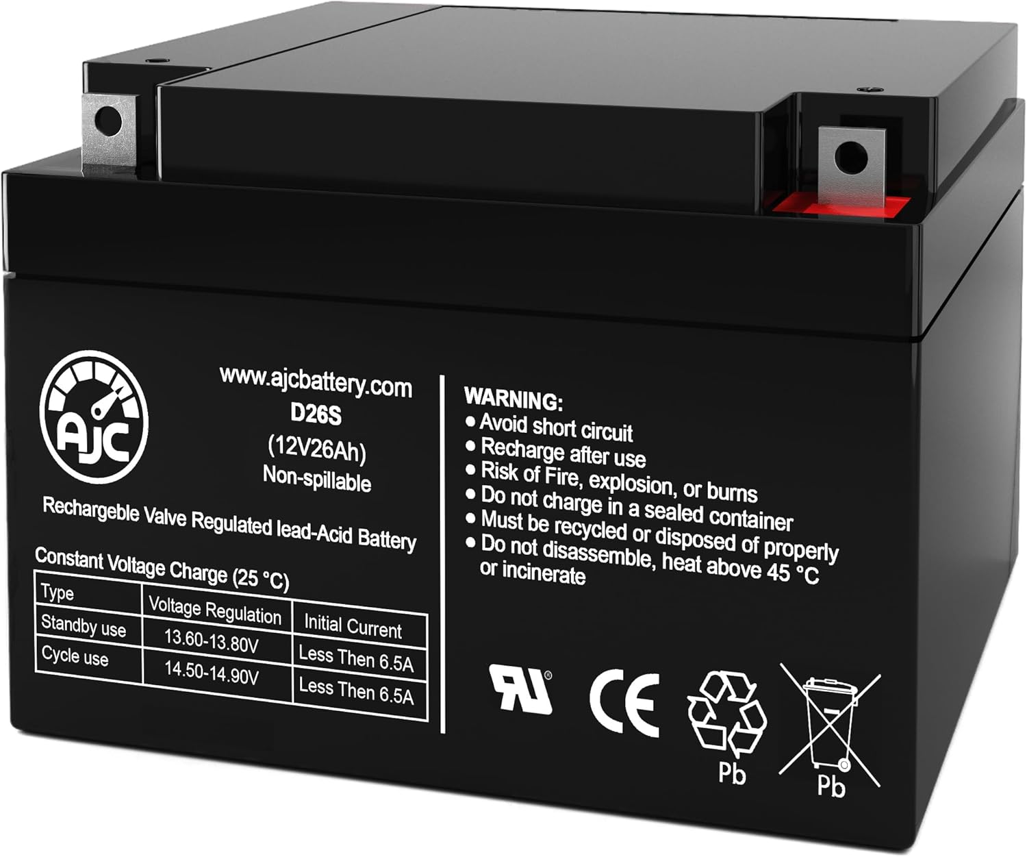 AJC Battery Compatible with Universal Power Group UB12260 12V 26Ah