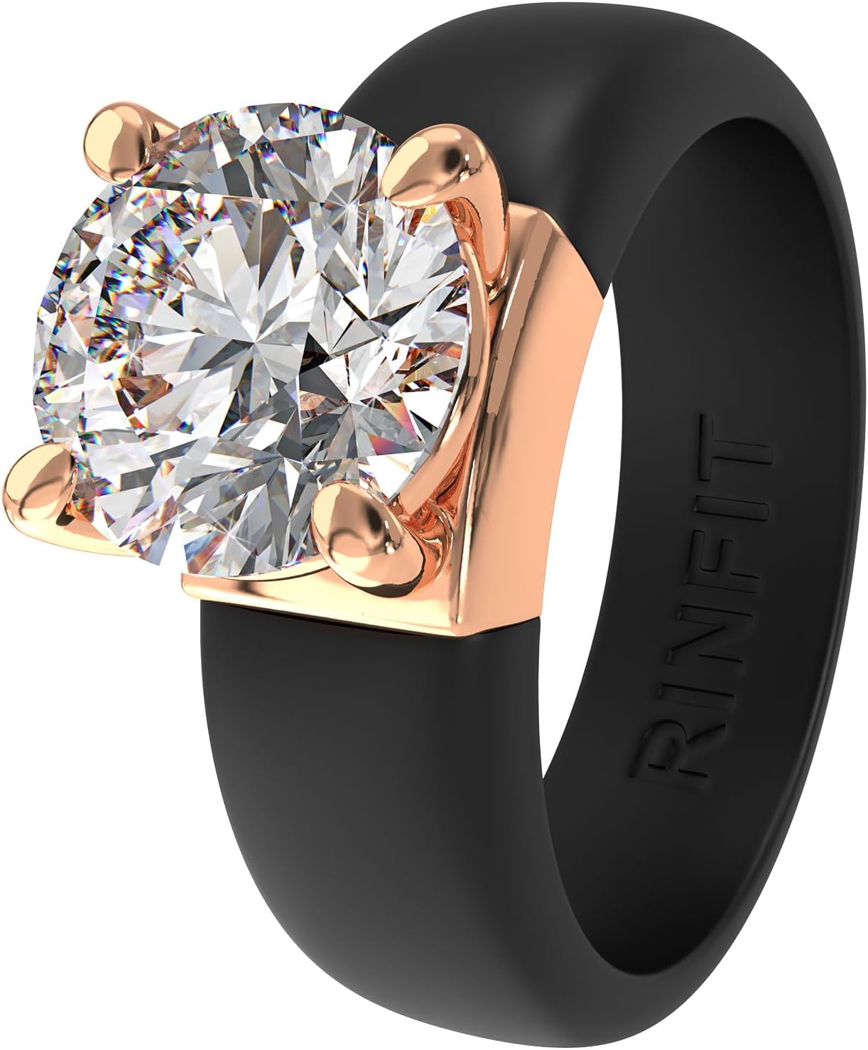 Rinfit Silicone Ring with Stone - Elegant Rubber Wedding Band