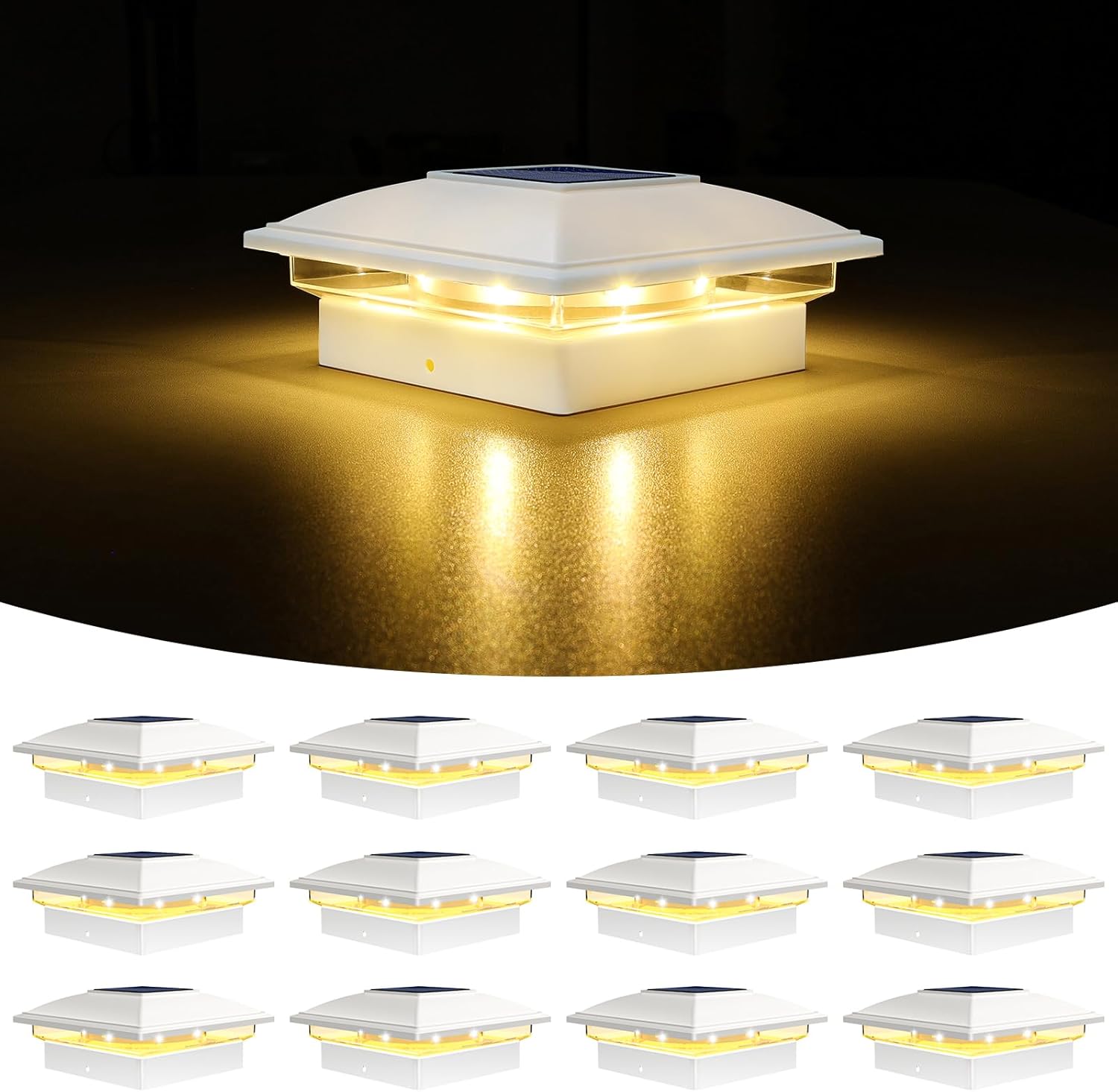 VOLISUN Solar Post Cap Light for Outdoor Waterproof 12pack