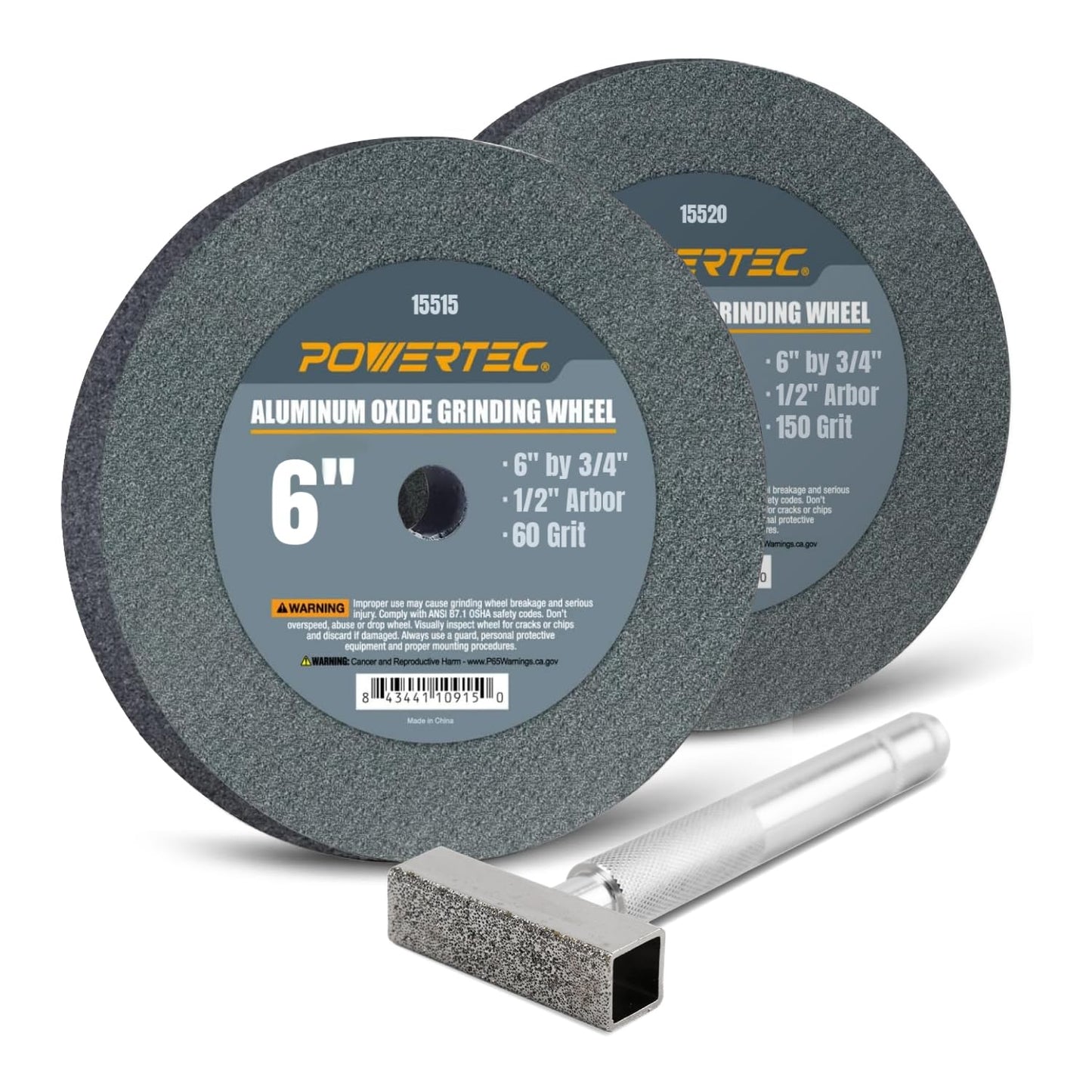 POWERTEC 6 Inch Bench Grinder Wheel with Diamond Dresser Tool