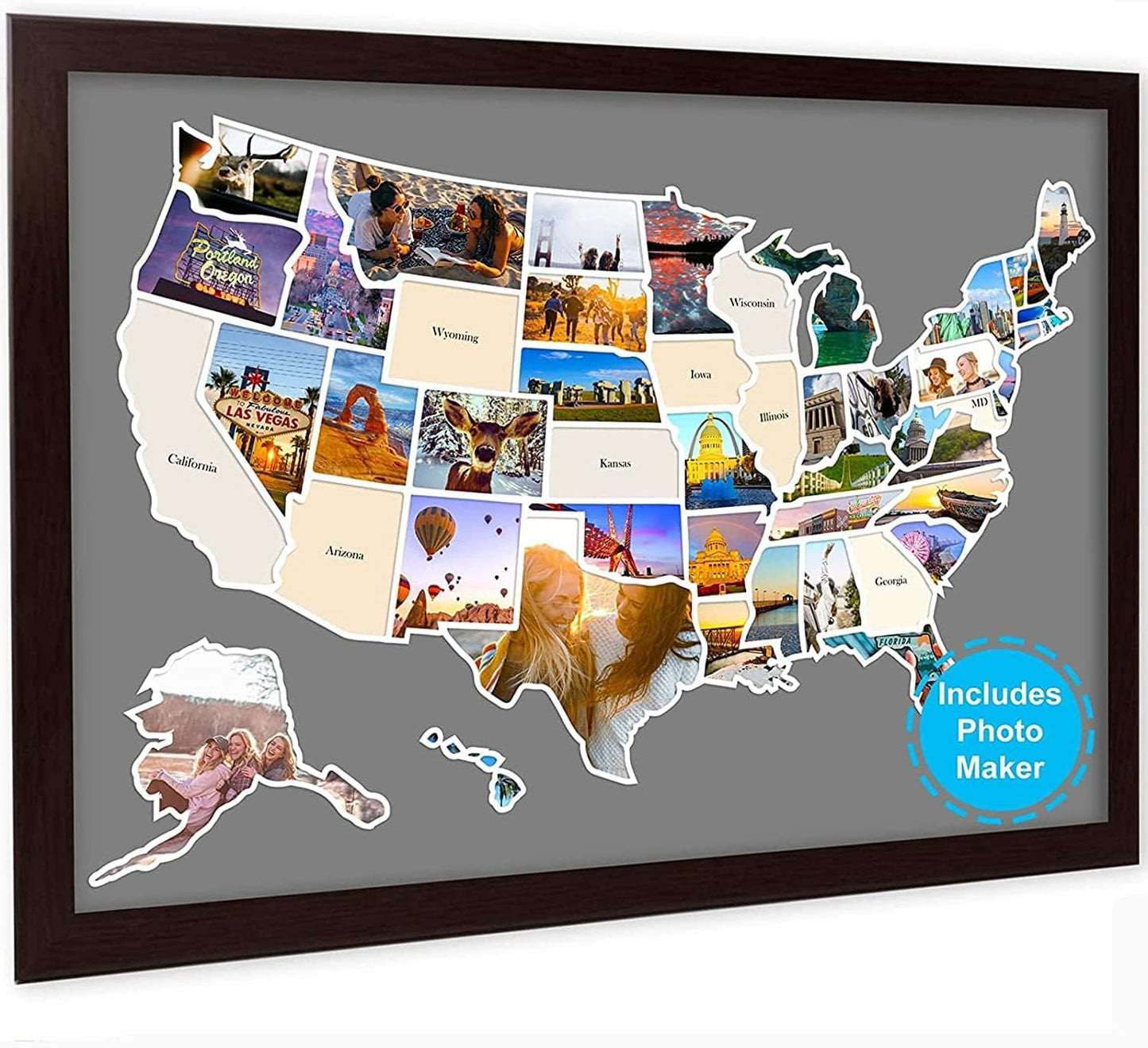 USA Photo Map 24 x 36 in - Track Your Adventures Creatively