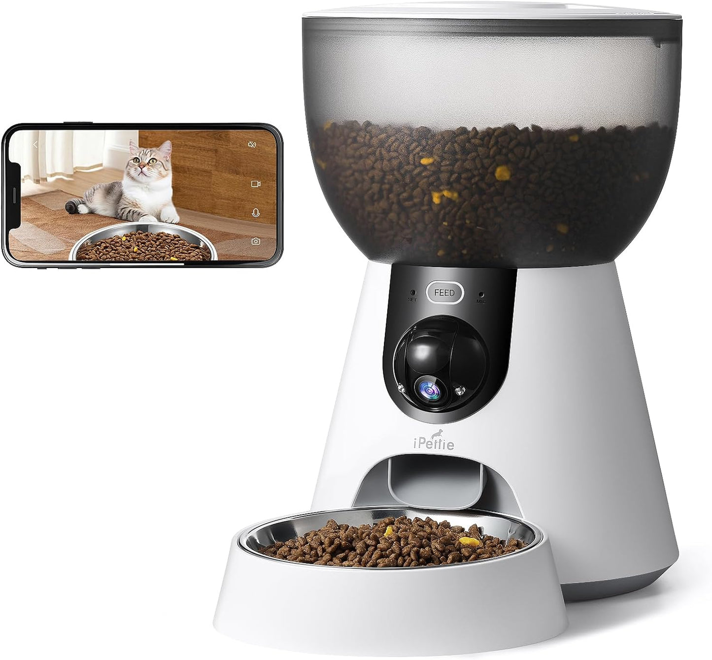 iPettie Smart Pet Feeder: 2K HD Camera, WiFi, Motion Detection