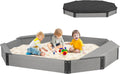 Octagon Wooden Sandbox 75.5in x 53in x 8.5in - Large Backyard Play Pit