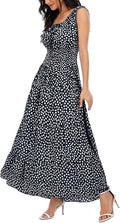 Womens Sleeveless Summer Flowy Printed Boho Maxi Long Dress - Flowy