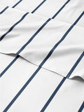 Striped Sheets Navy Blue & White Full Bed Set - Soft, Deep Pocket Fit