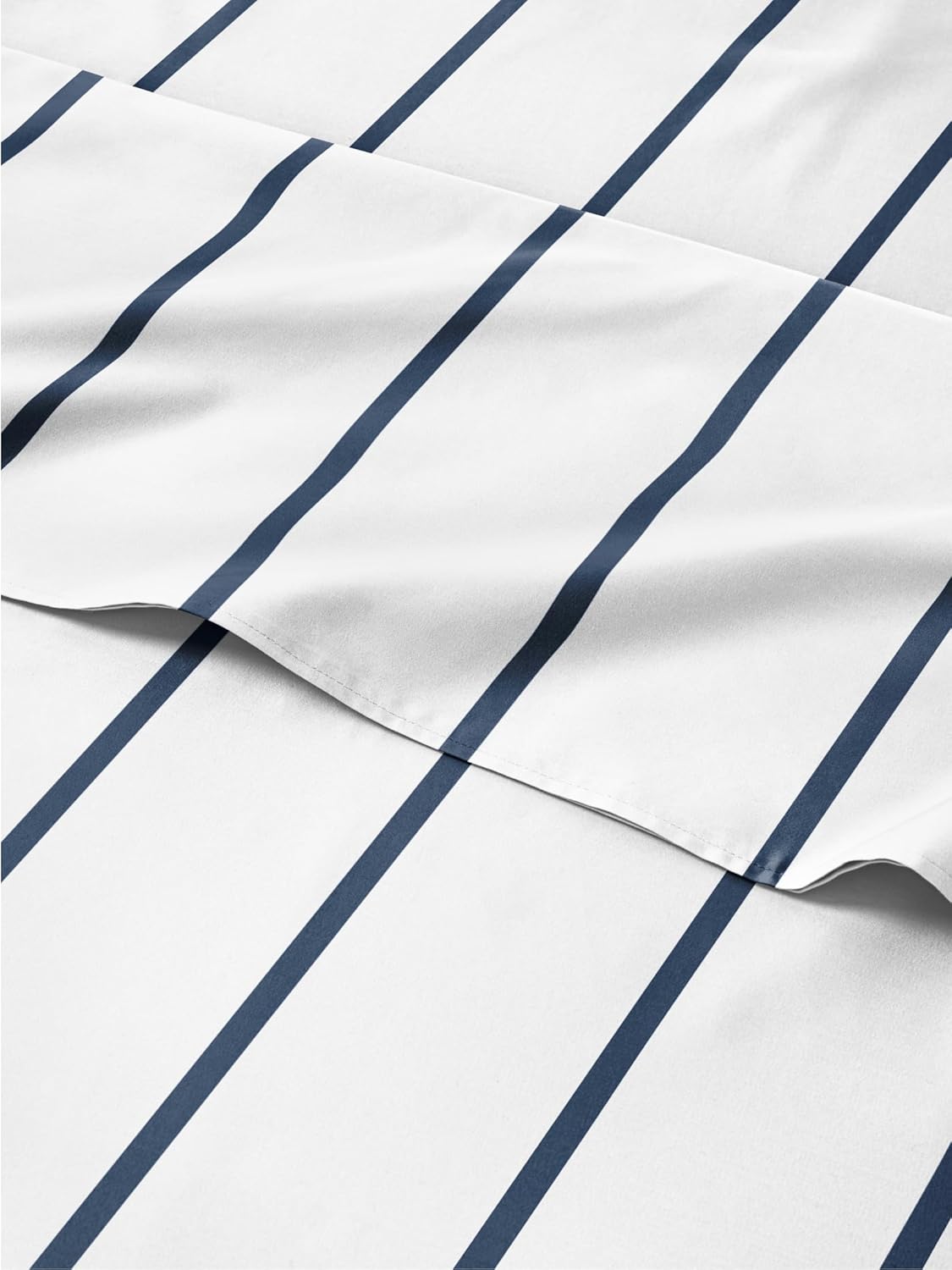 Navy Blue & White Striped Sheets Set for Full Size Beds
