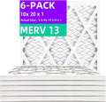 10x20x1 MERV 13 Pleated Air Filter 6-Pack - High Efficiency Fit
