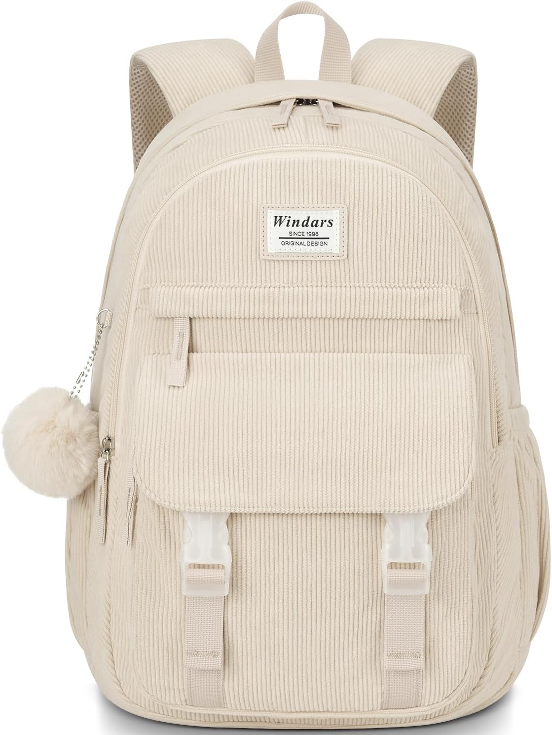 Cute Corduroy School Backpack for Teens and Women, 17.3 in