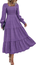 Fall Dresses for Women Smocked Maxi Long Sleeve - Flowy Comfort