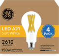 GE Ultra Bright LED Light Bulbs 150 Watt A21 (4 Pack) - Bright, Soft