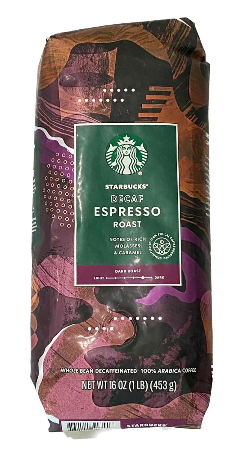 Starbucks Decaf Espresso Whole Bean Coffee - Bold Flavor 16 oz