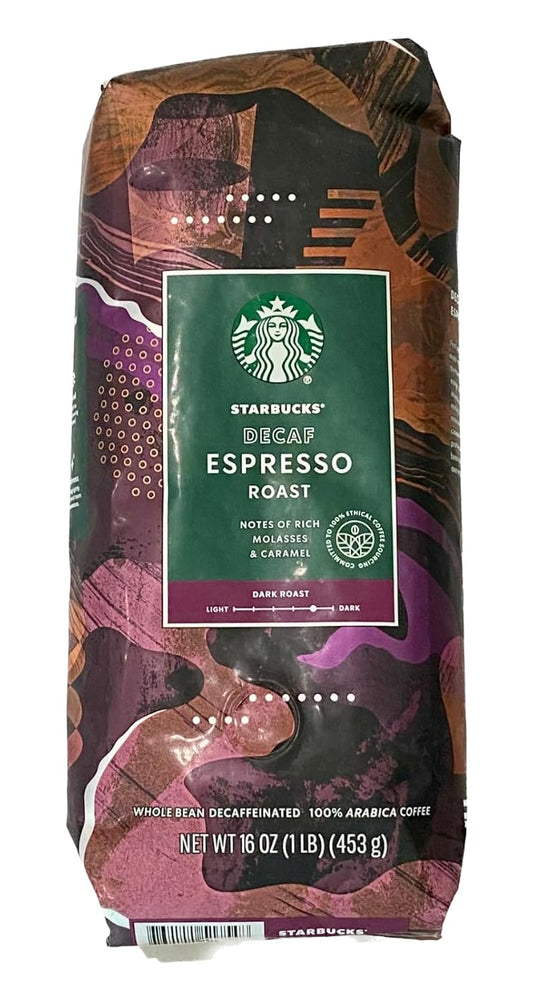 Starbucks Decaf Espresso Whole Bean Coffee - Bold Flavor 16 oz
