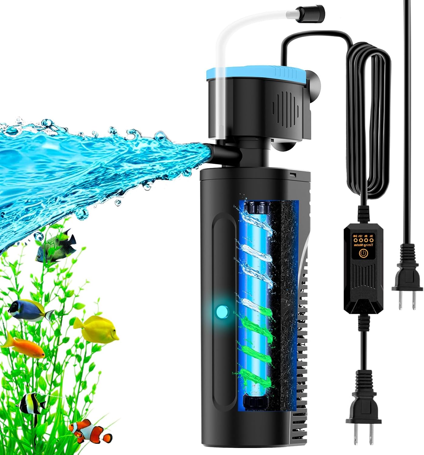 U - V Aquarium Filter with Timer for Green Water Cleaning