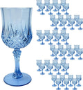 Blue Plastic Wine Glasses 48 Pack - 7oz Reusable Stemmed Goblets