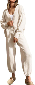 Womens Two Piece Knit Sweater Set Oversized Cardigan and Pants