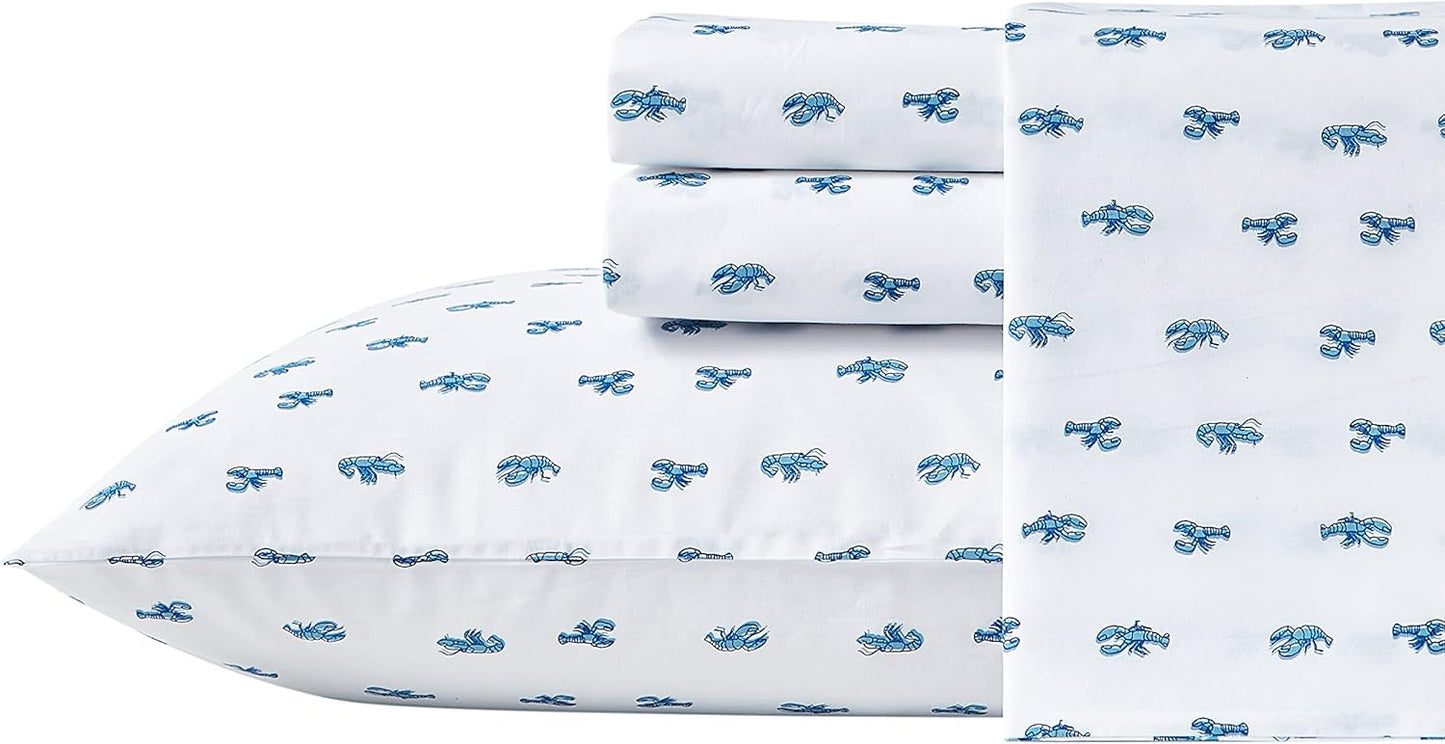 Nautica King Size Sheets Set - Crisp Cotton Percale Bedding