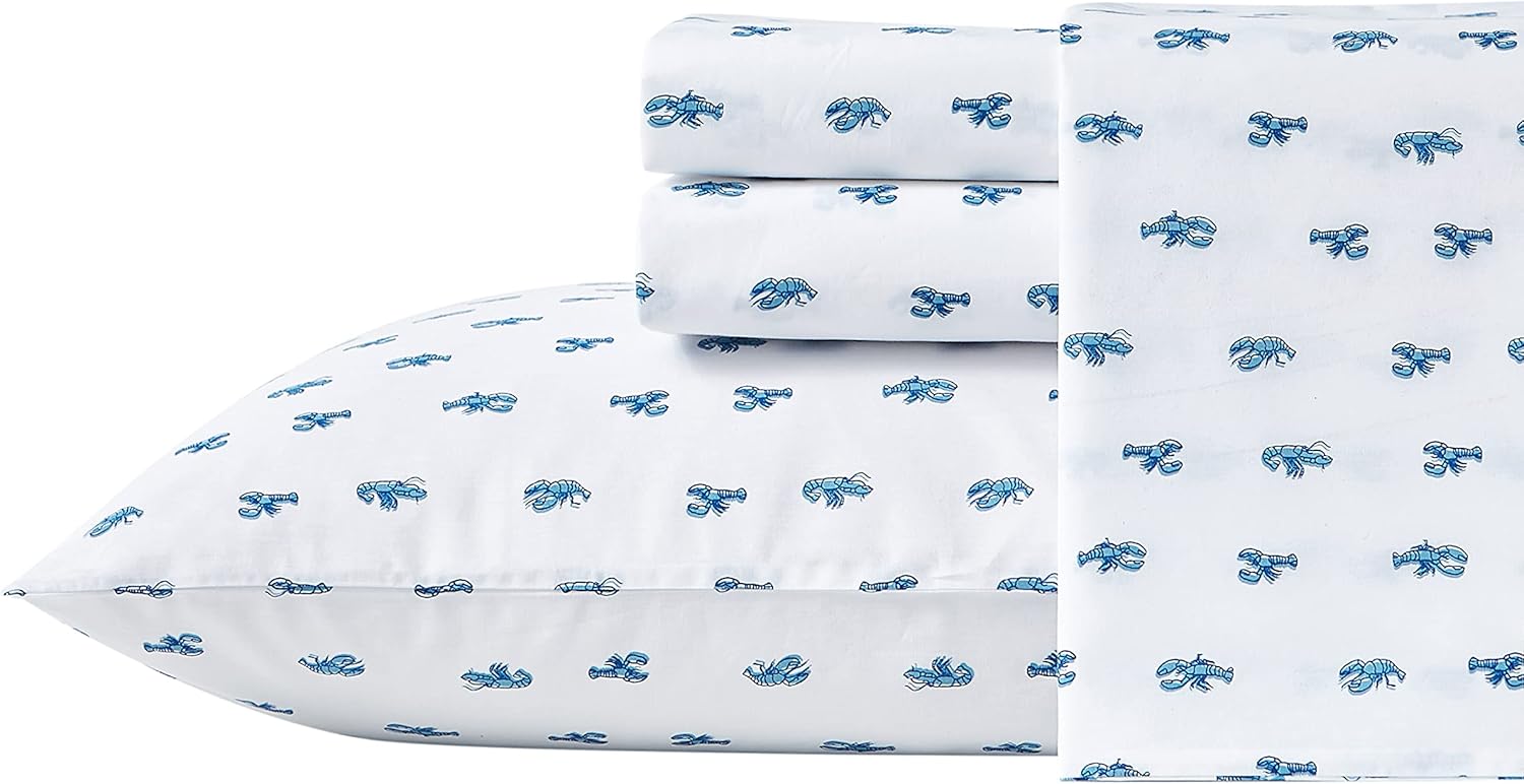 Nautica King Size Sheets Set - Crisp Cotton Percale Bedding