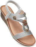 Wedge Sandals Flower Low Heel Dressy Sandals (Style VLVC)