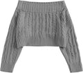 V Neck Button Knit Crop Sweater - Cropped Cable Knit Pullover