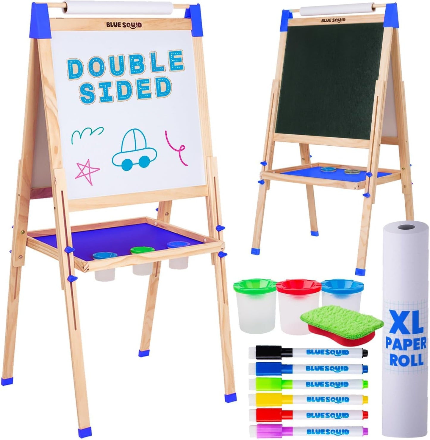 Blue Squid Kids Art Easel - Adjustable Double Sided Fun