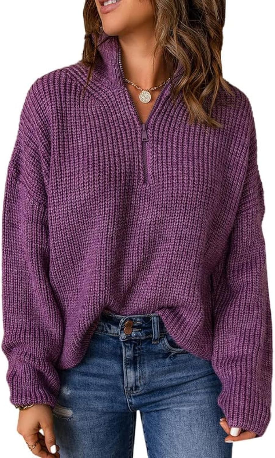 Dokotoo Womens 1/4 Zip Pullover Sweater for Casual Style