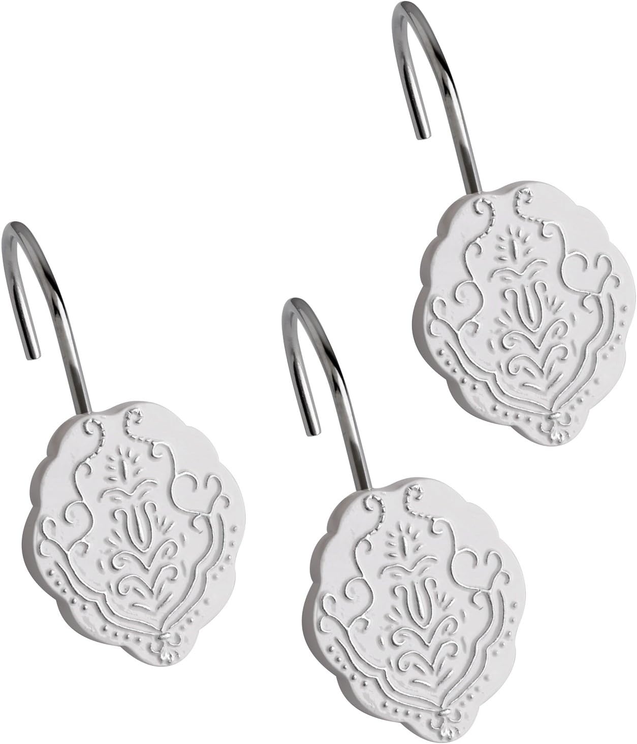 Vintage White Shower Curtain Hooks - Set of 12