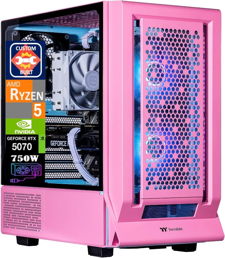 Velztorm Pink Fultix Gaming Desktop PC with Ryzen 5 and RTX 5070