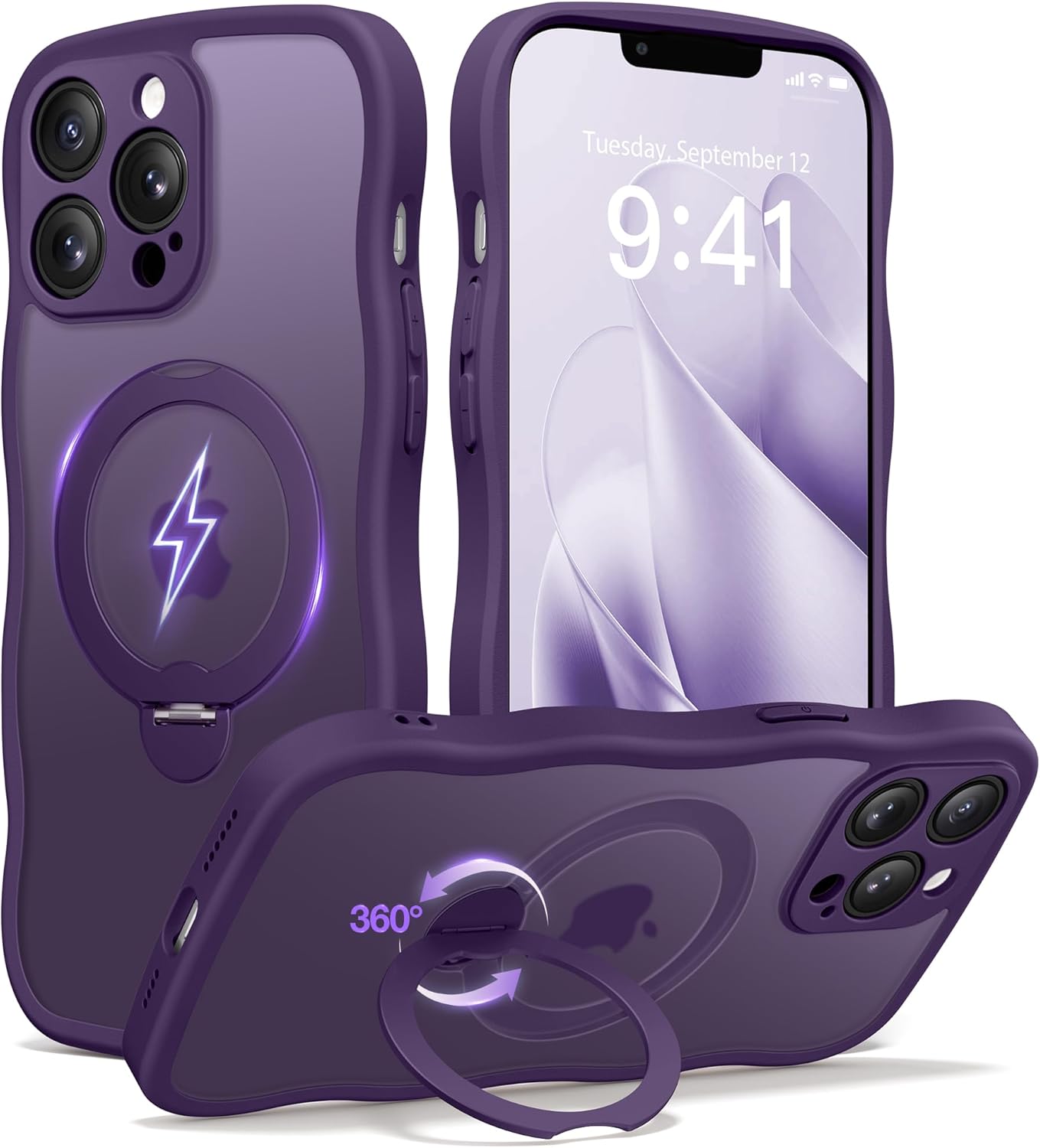 CAPRARO iPhone 13 Pro Max Case with 360 Spin Magnetic Stand