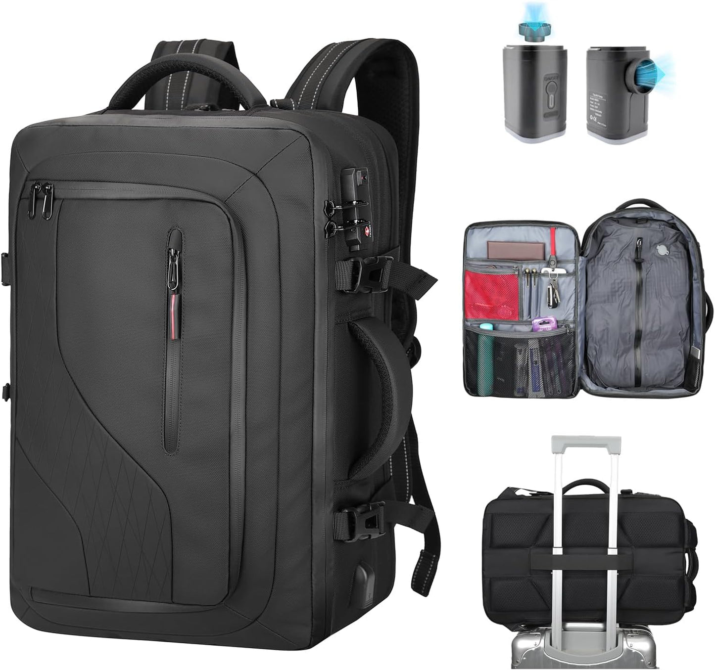 Vacuum Backpack with Pump and USB Charging Port for Travel