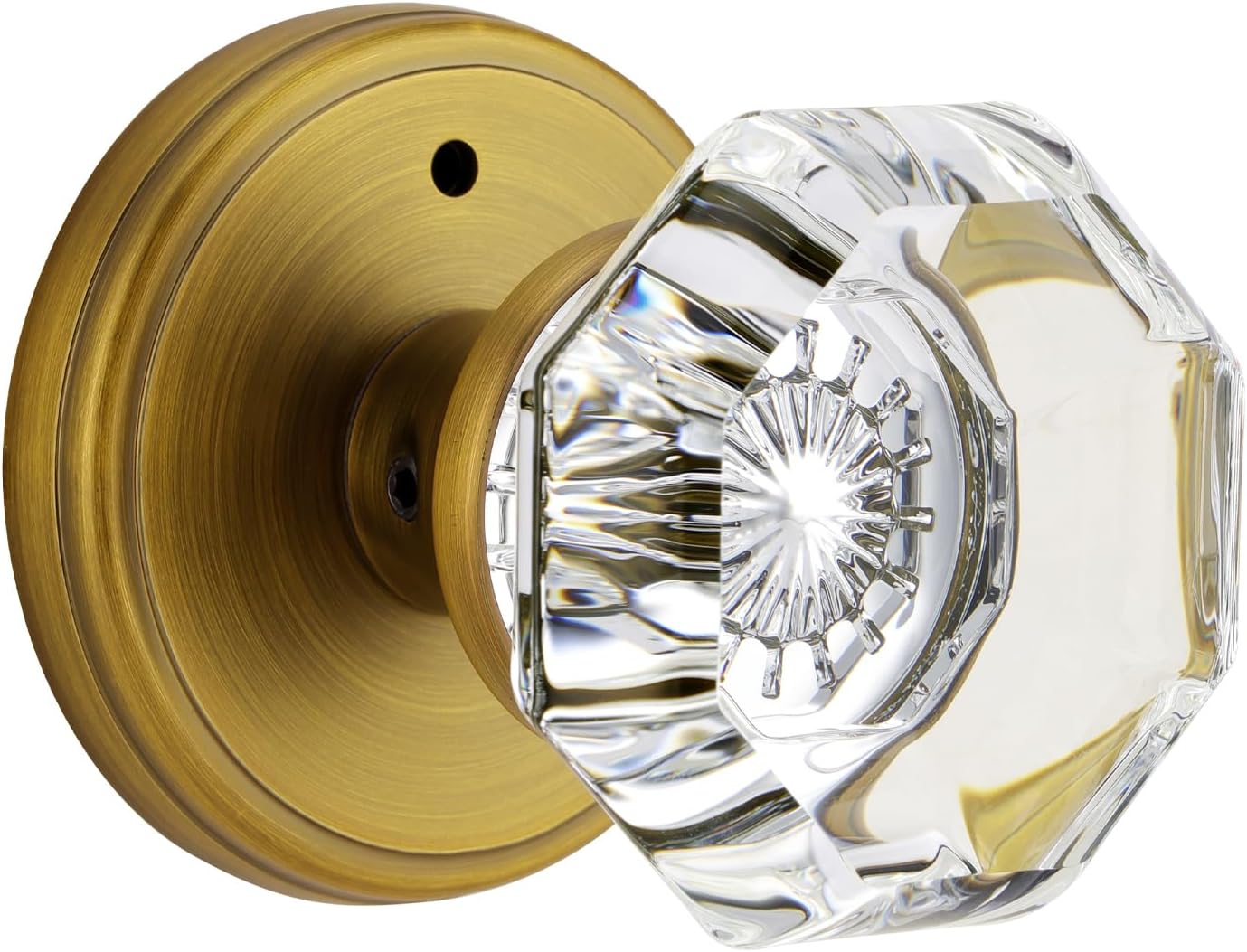 Antique Brass Door Knobs with Vintage Crystal Privacy Design