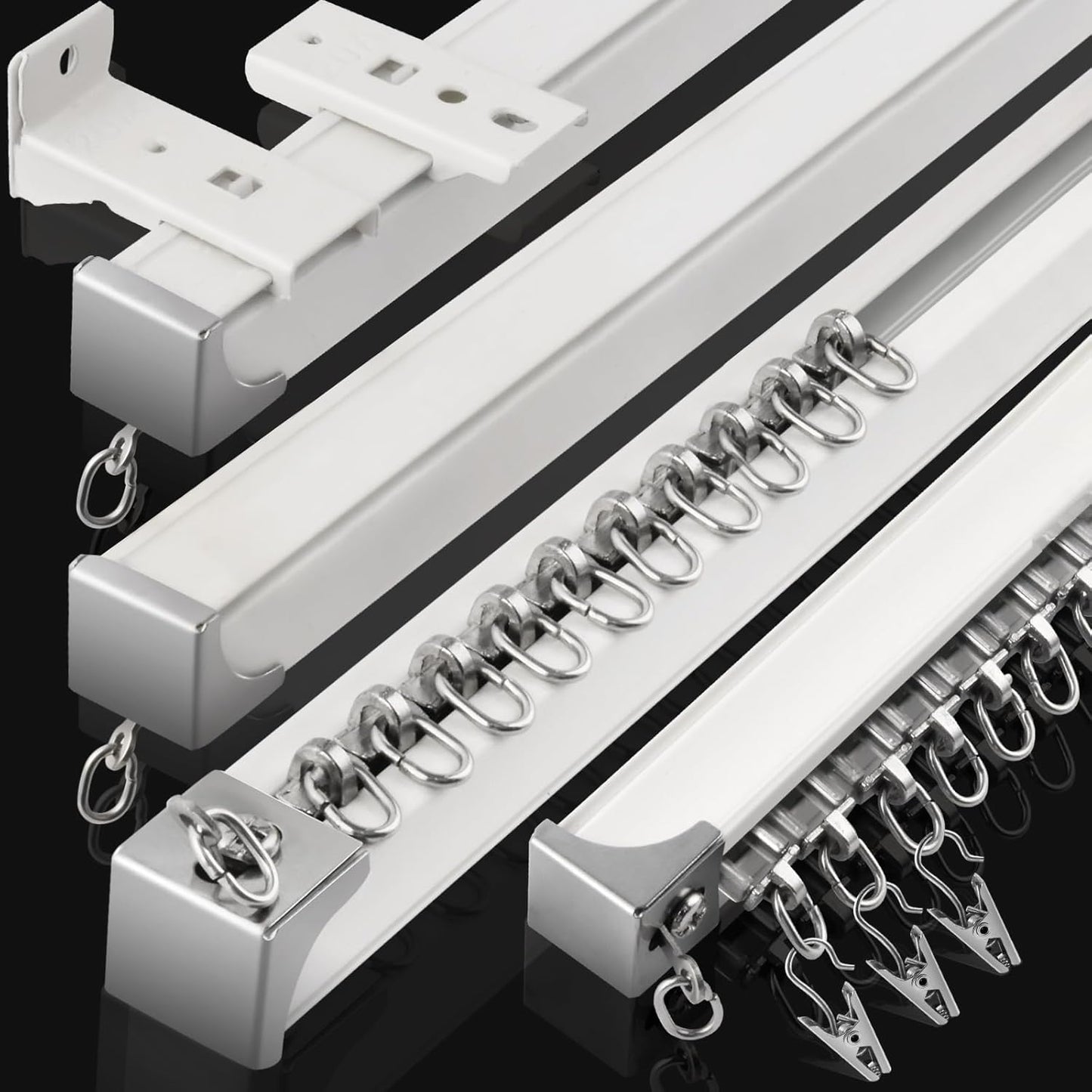 KOLAKO Flexible Heavy Duty Curtain Track System - White (6 Pack)