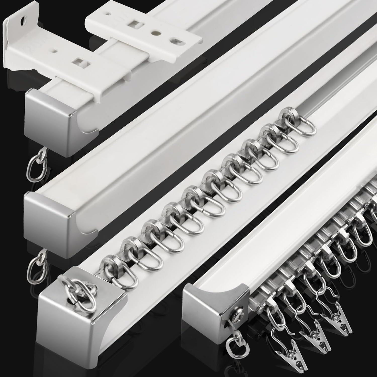KOLAKO Flexible Heavy Duty Curtain Track System - White (6 Pack)