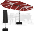 Solar 144 LED 15 ft Patio Umbrella - Brighter, Sandbag Base