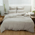 100% Linen Duvet Cover Set Twin - Soft Breathable French Flax Bedding