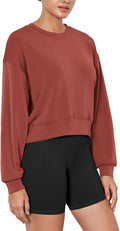 Modal Soft Cropped Sweatshirt for Women - Oversized Crewneck