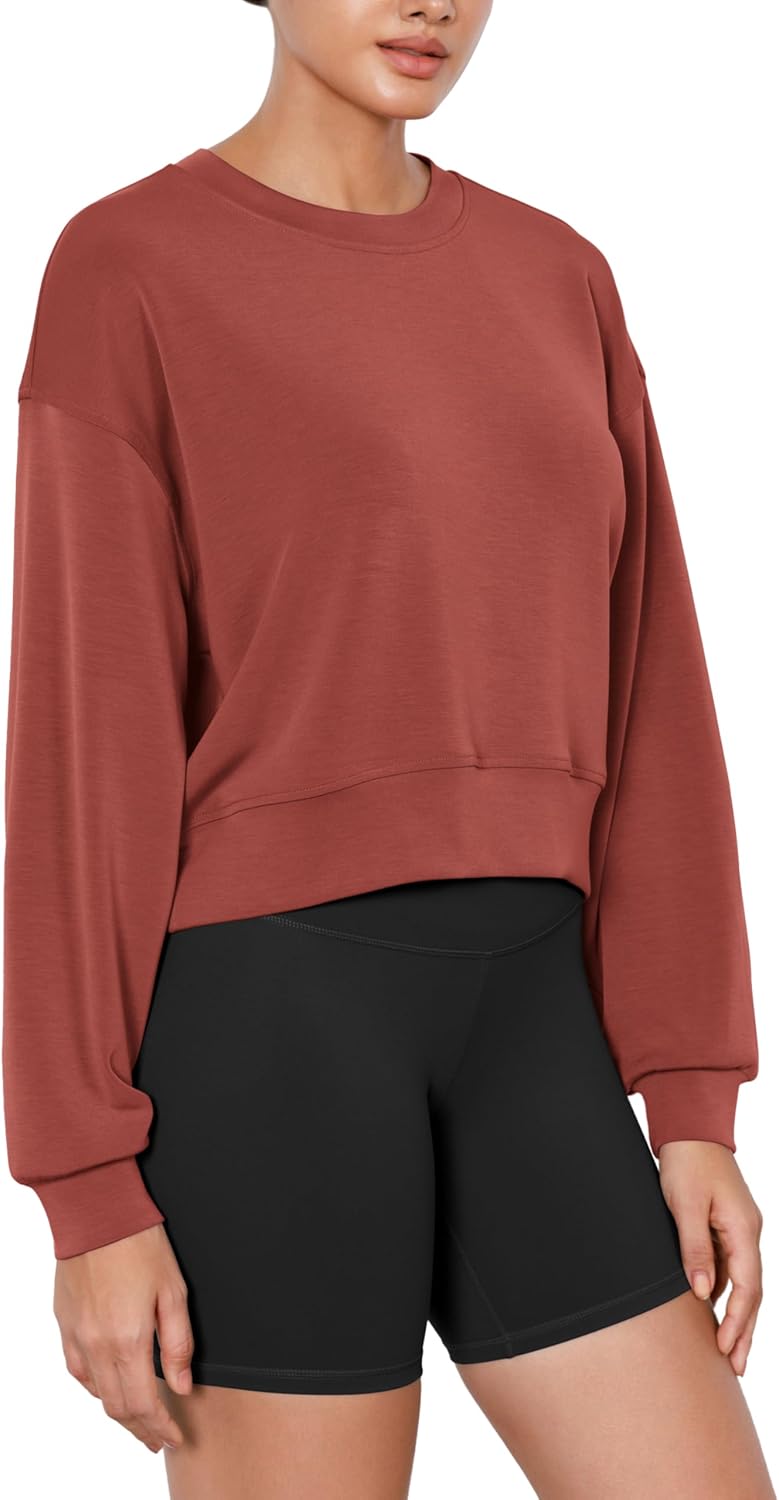 ODODOS Modal Soft Long Sleeve Cropped Sweatshirts for Women