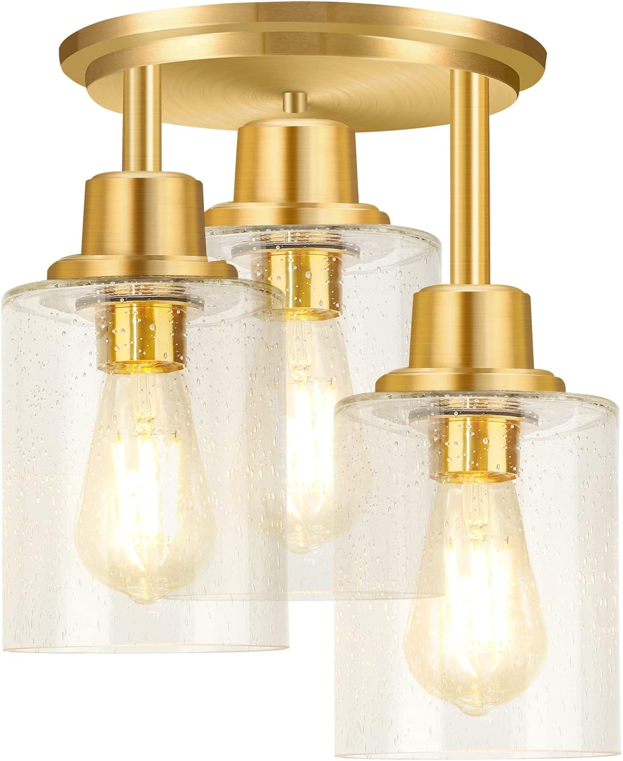 Semi Flush Mount Ceiling Light with Brass Gold Finish Design