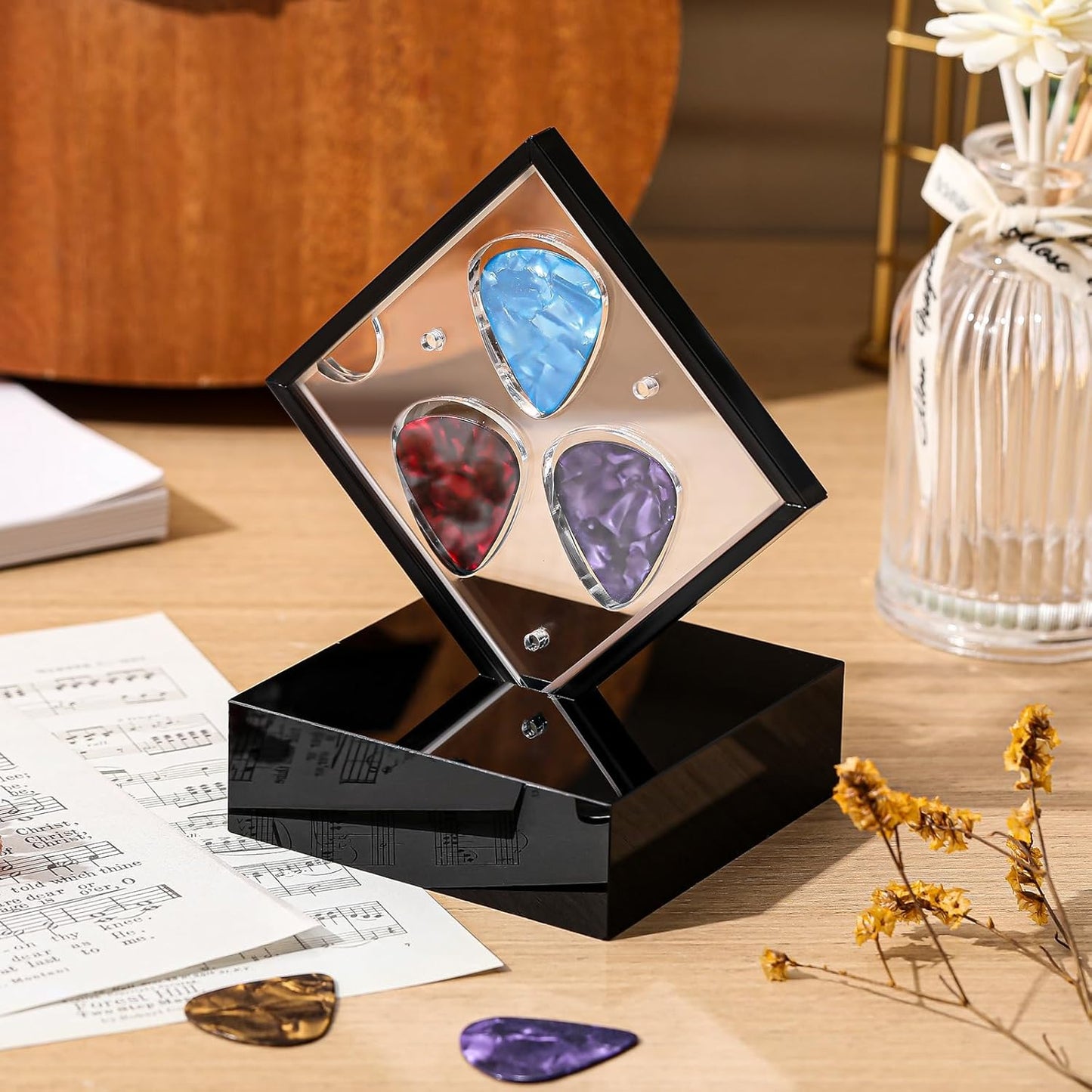 Crystal Clear Guitar Pick Display Stand - Showcase 3 Picks!