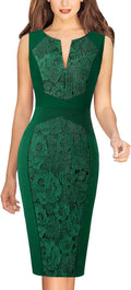 Womens Elegant Slim Front Zipper Sheath Dress - Professional