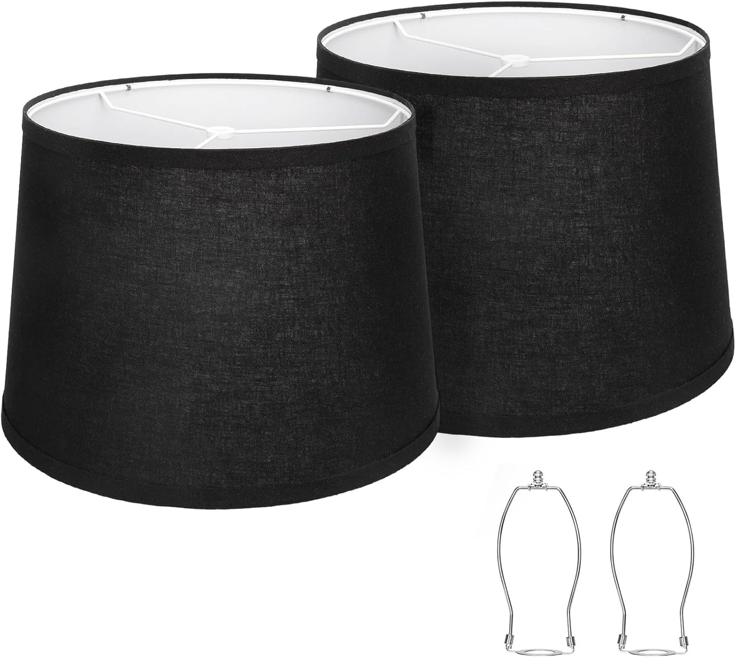 Black Fabric Lamp Shades Set of 2 for Table and Floor Lamps
