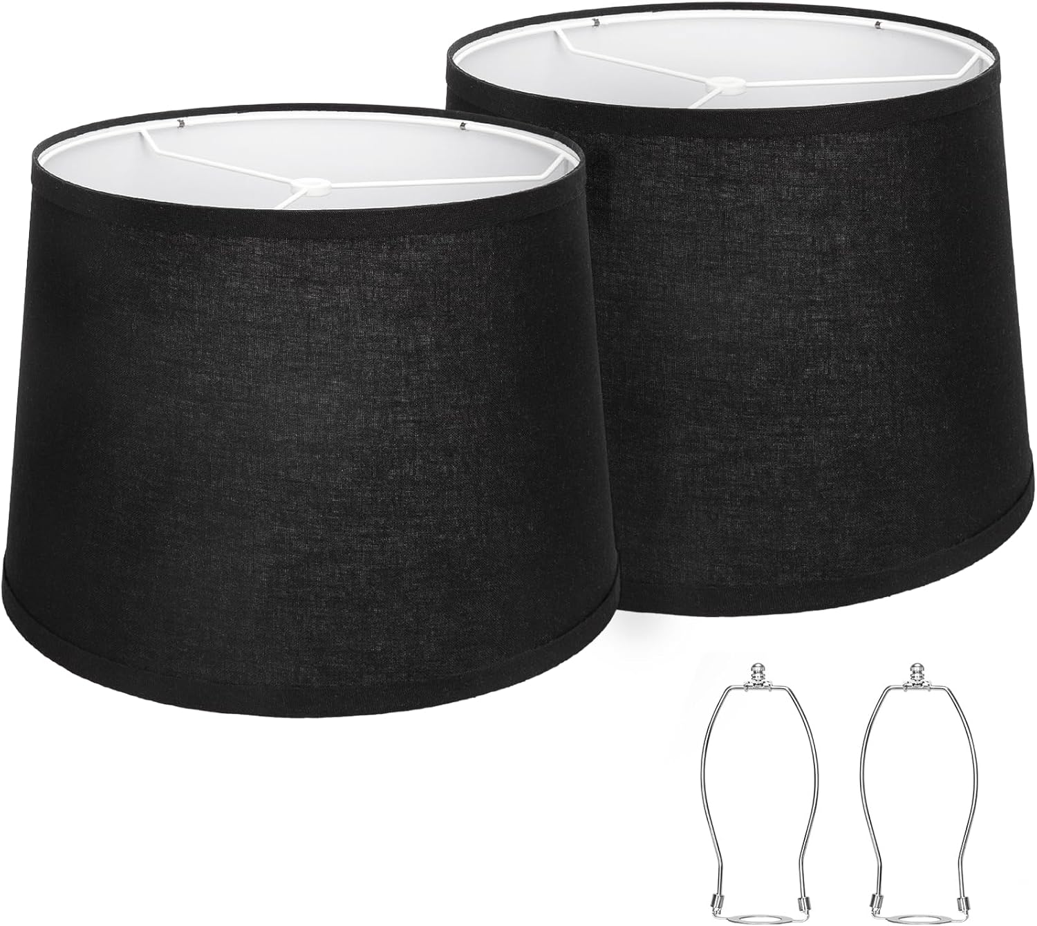 Black Fabric Lamp Shades Set of 2 for Table and Floor Lamps