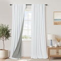 KOUFALL 86 in Length White Back Tab Linen Blackout Curtains - Total