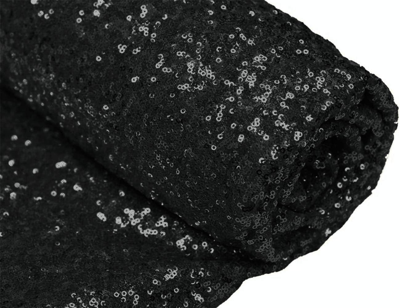 15 Feet Black Sequin Fabric for Costumes and Table Linen
