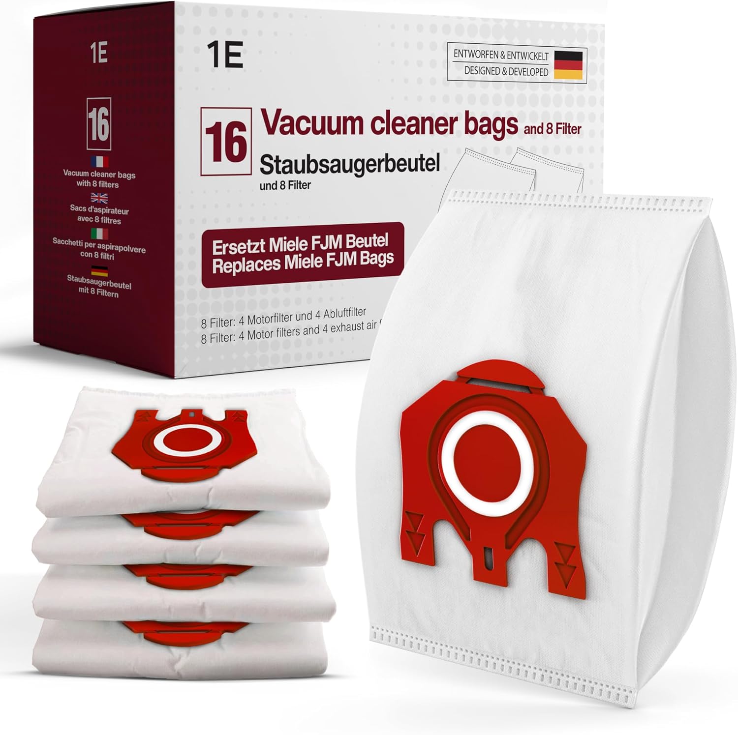 16 Vacuum Bags Compatible with Miele FJM for Complete C1 Series