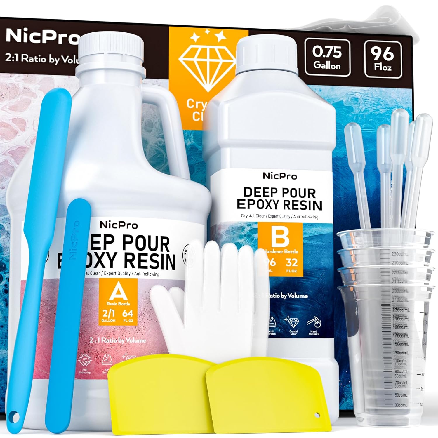 Nicpro Deep Pour Epoxy Resin Kit for Bar Tops and River Tables