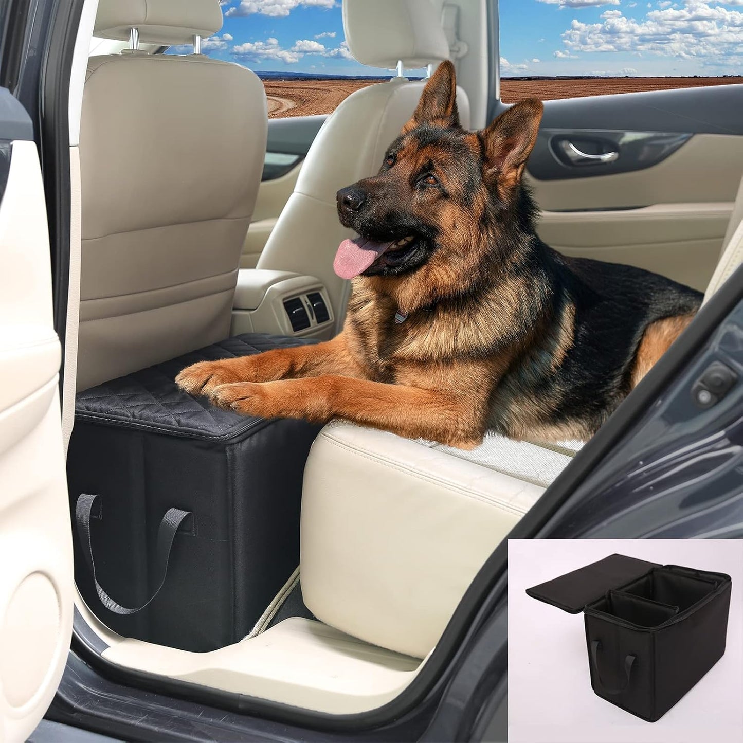 Dog Car Seat Extender with Storage for Dogs up to 200lbs